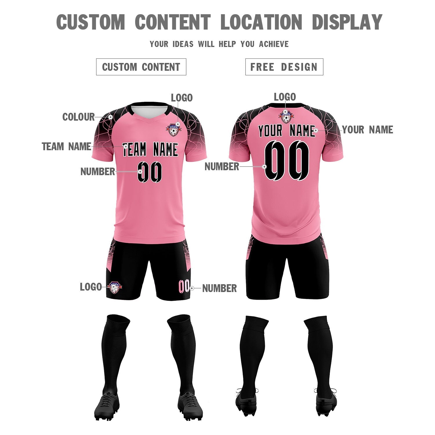 Custom Light Pink Classic Soccer Training Sets Jersey For Adults/Kids
