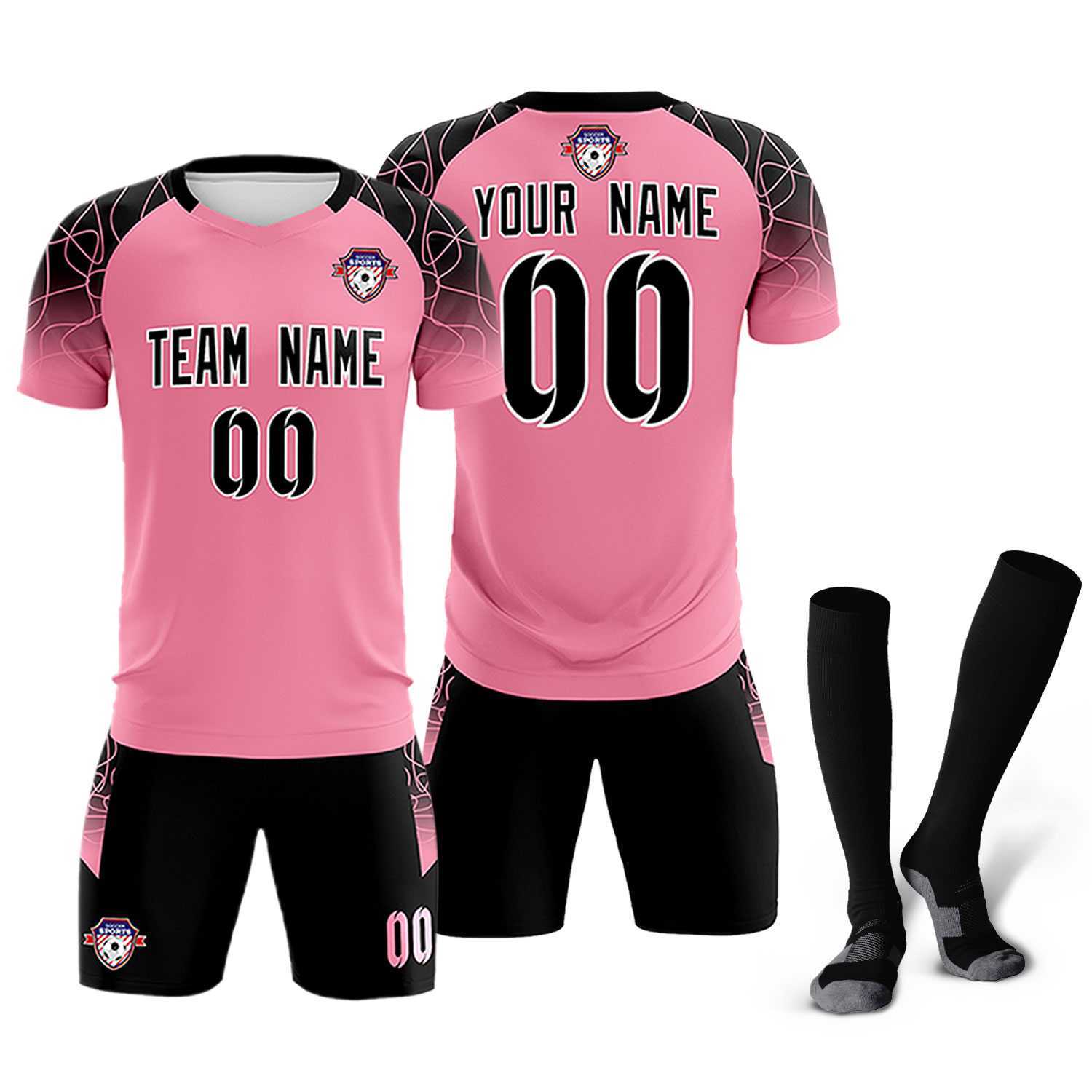 Custom Light Pink Classic Soccer Training Sets Jersey For Adults/Kids