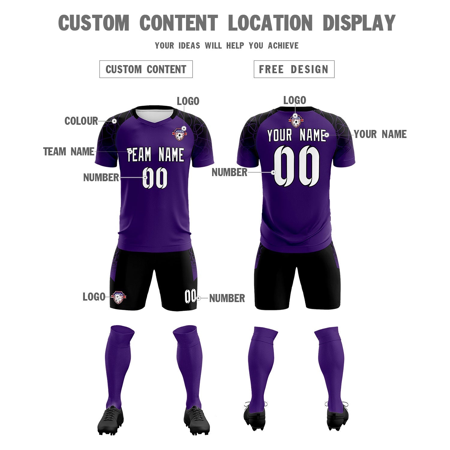 Custom Purple Classic Soccer Training Sets Jersey For Adults/Kids