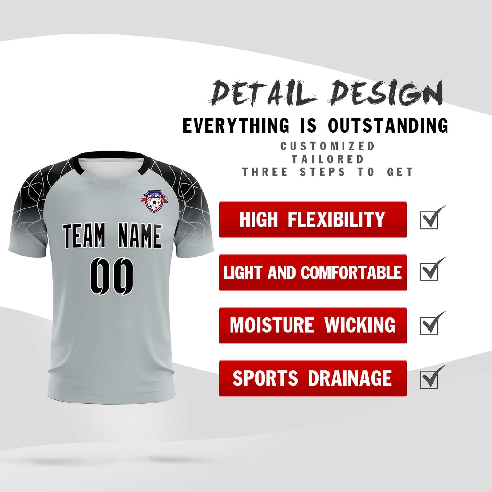 Custom Silver Classic Soccer Training Sets Jersey For Adults/Kids