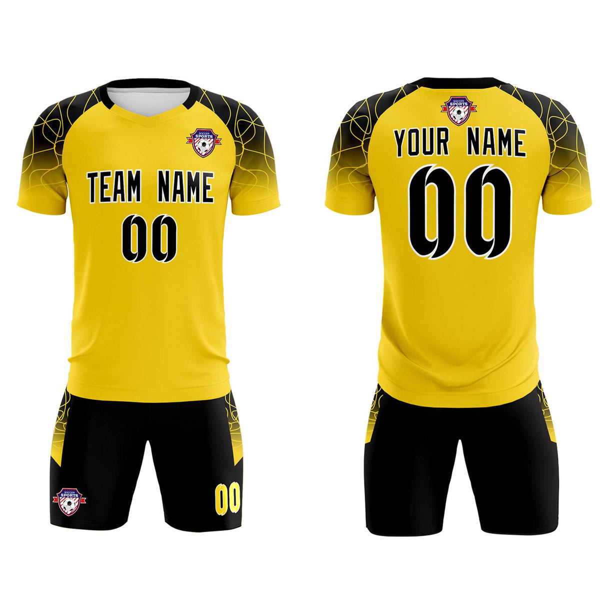 Custom Gold Classic Soccer Training Sets Jersey For Adults/Kids