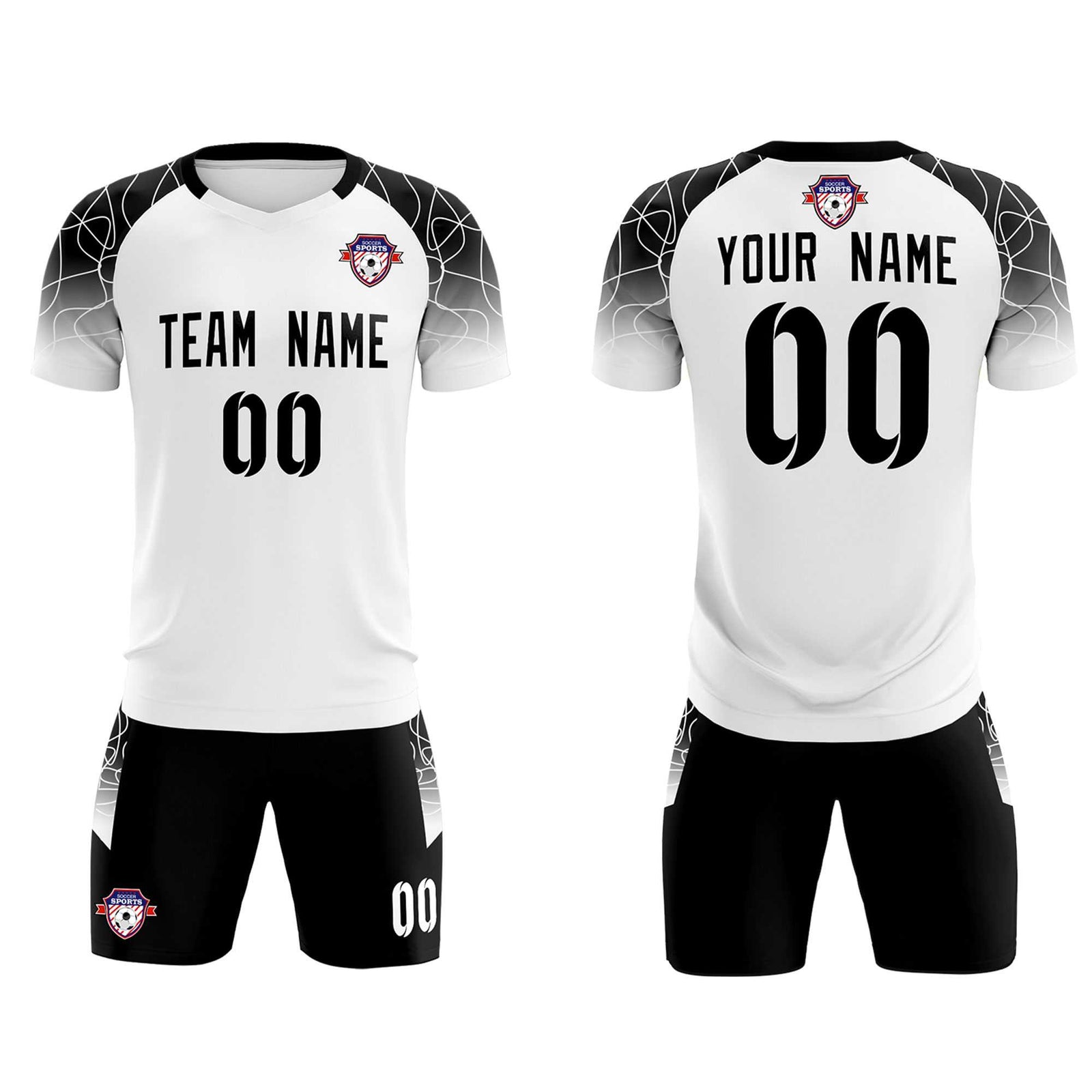 Custom White Classic Soccer Training Sets Jersey For Adults/Kids
