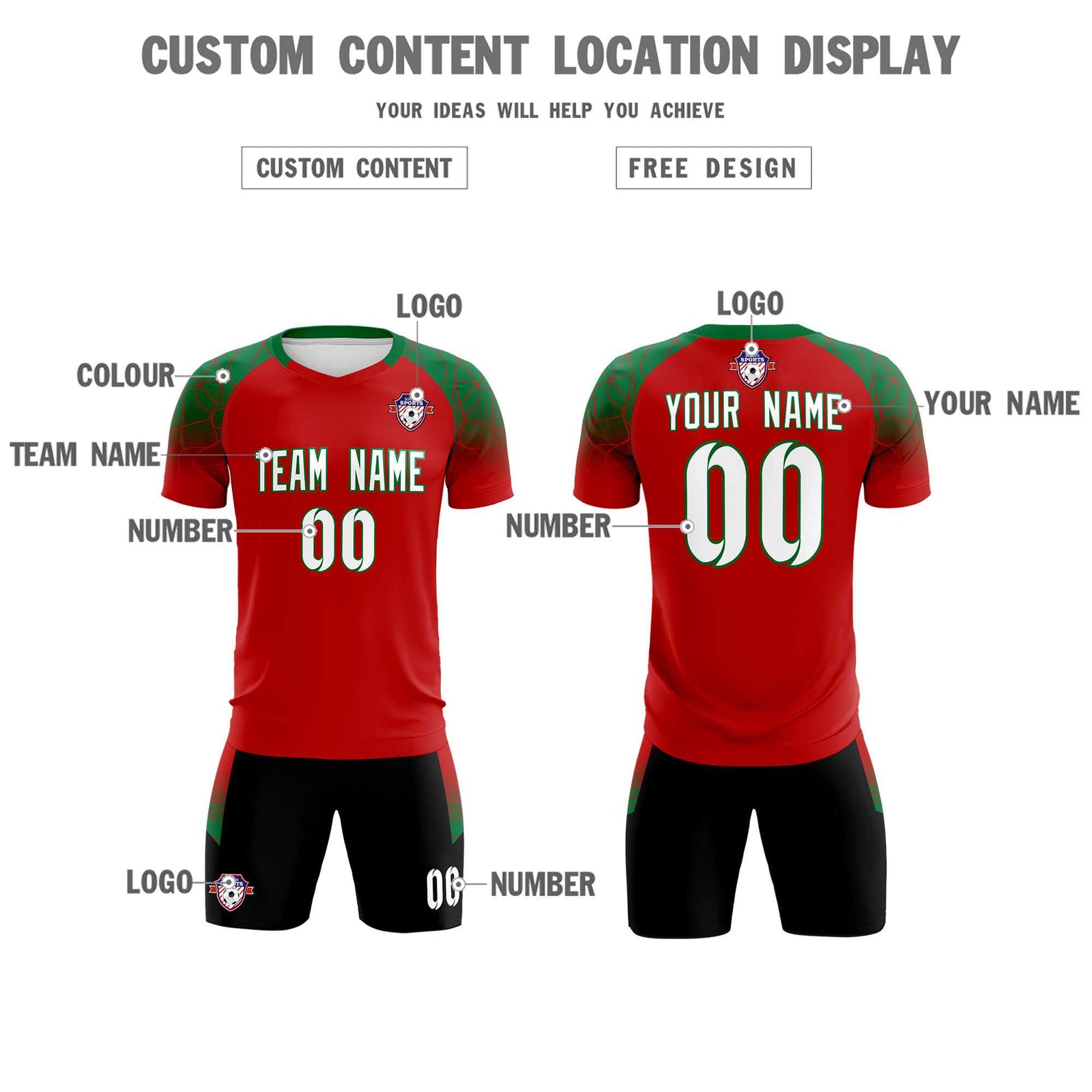 Custom Red Classic Soccer Training Sets Jersey For Adults/Kids