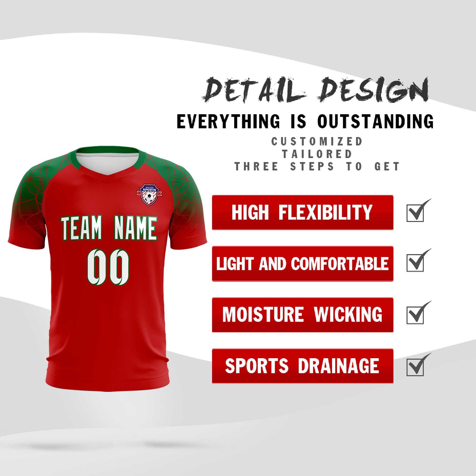 Custom Red Classic Soccer Training Sets Jersey For Adults/Kids