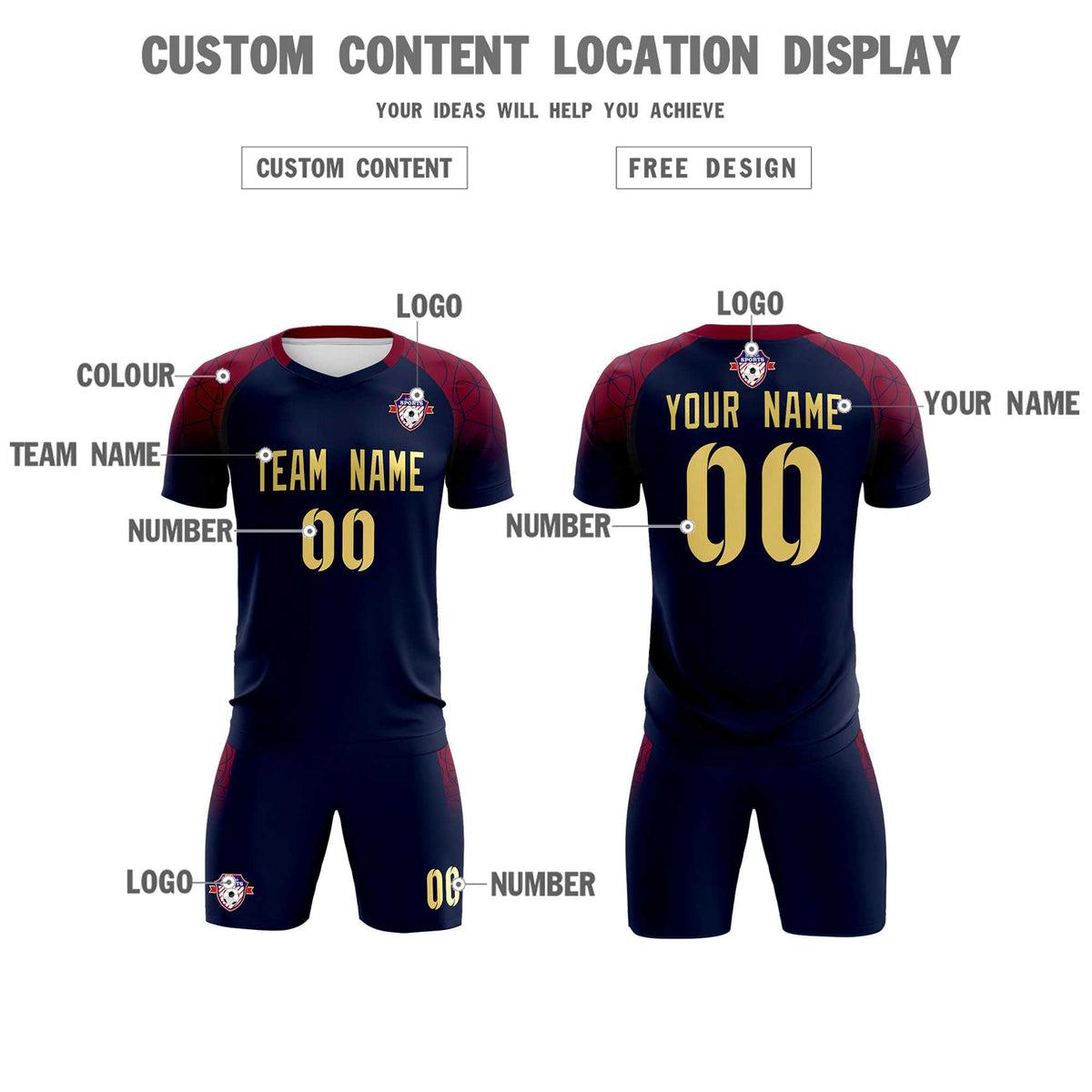 Custom Navy Classic Soccer Training Sets Jersey For Adults/Kids