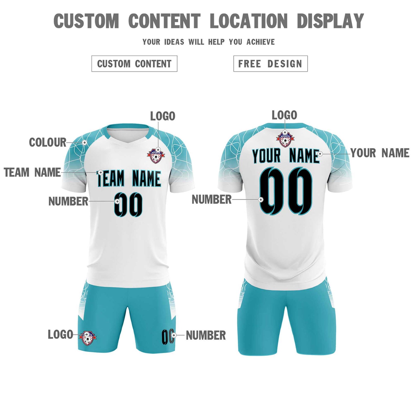 Custom White Classic Soccer Training Sets Jersey For Adults/Kids