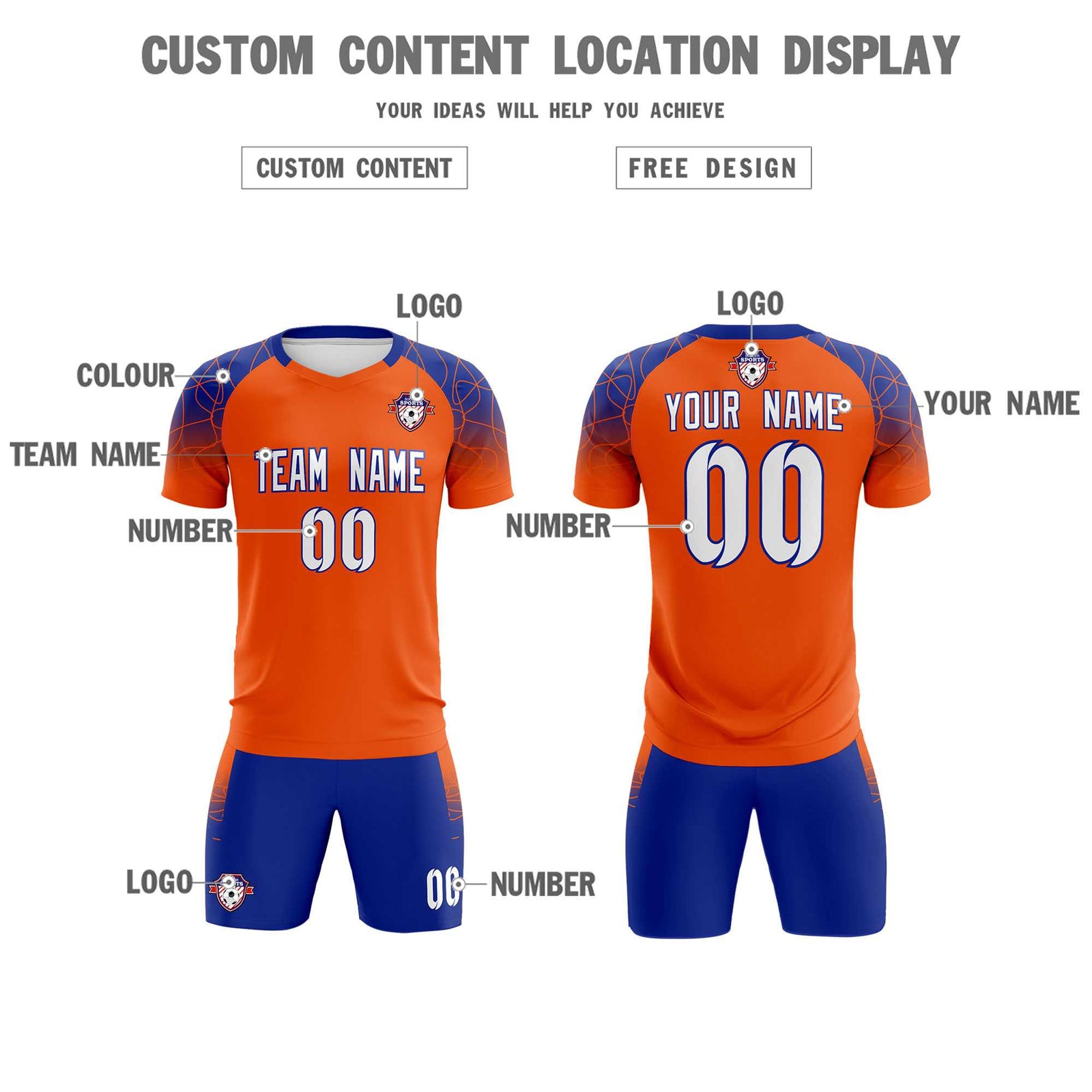 Custom Orange Classic Soccer Training Sets Jersey For Adults/Kids