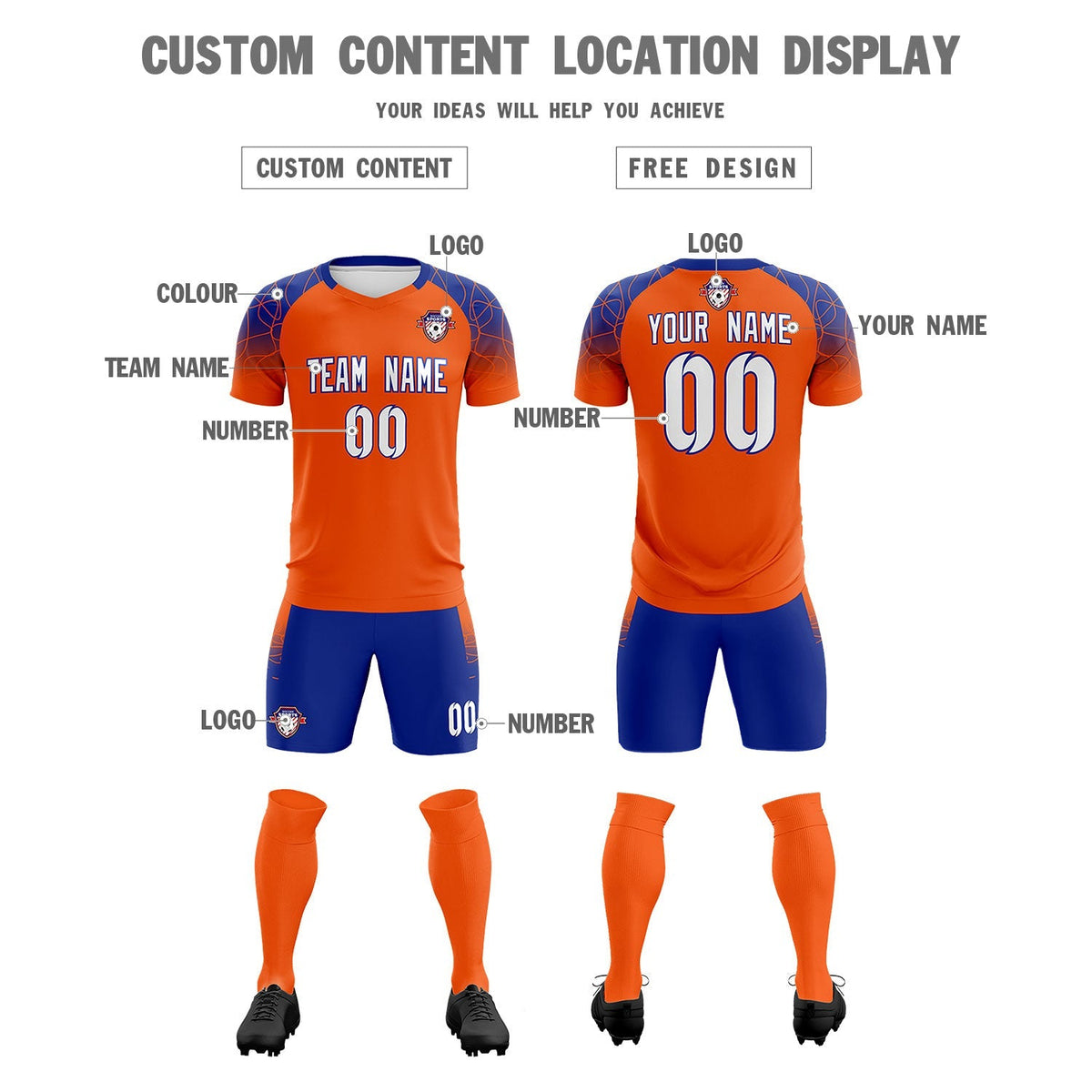 Custom Orange Classic Soccer Training Sets Jersey For Adults/Kids