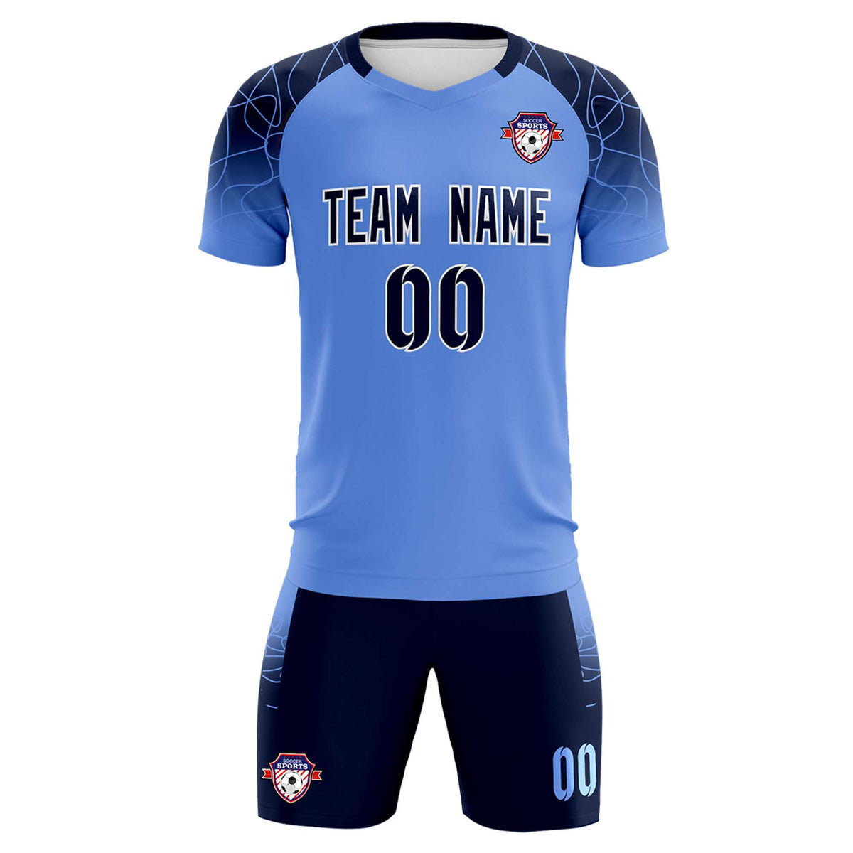Custom Light Blue Classic Soccer Training Sets Jersey For Adults/Kids