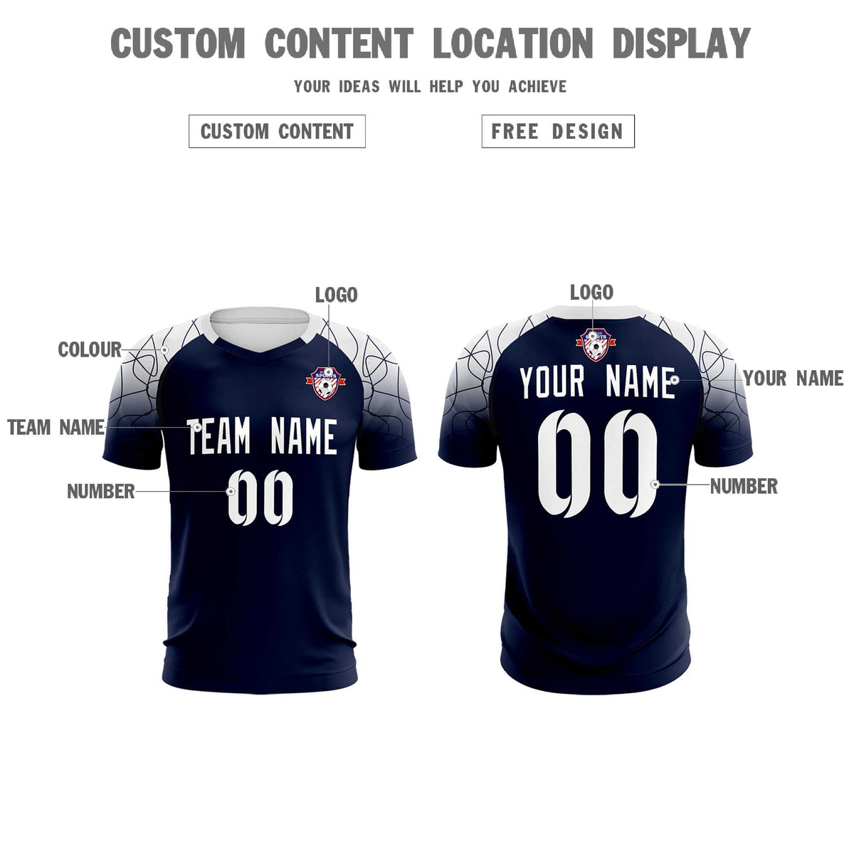 Custom Navy Classic Soccer Training Sets Jersey For Adults/Kids