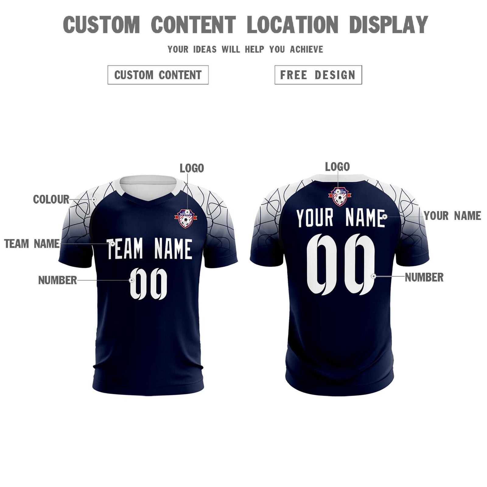 Custom Navy Classic Soccer Training Sets Jersey For Adults/Kids