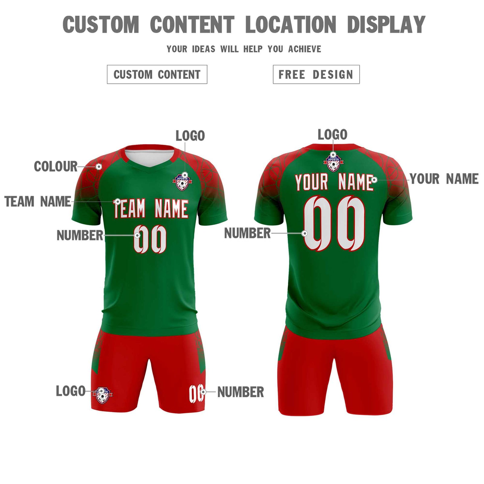 Custom Kelly Green Classic Soccer Training Sets Jersey For Adults/Kids