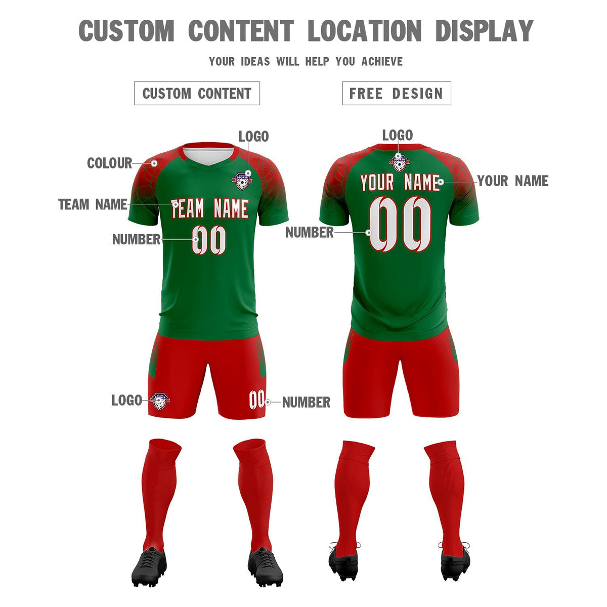 Custom Kelly Green Classic Soccer Training Sets Jersey For Adults/Kids