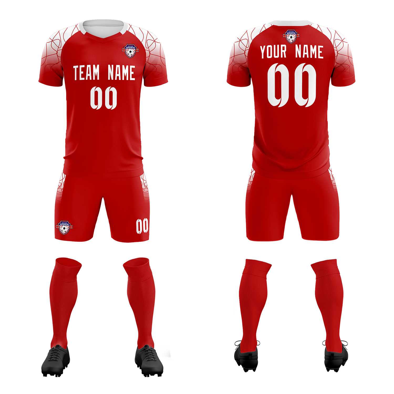 Custom Red Classic Soccer Training Sets Jersey For Adults/Kids
