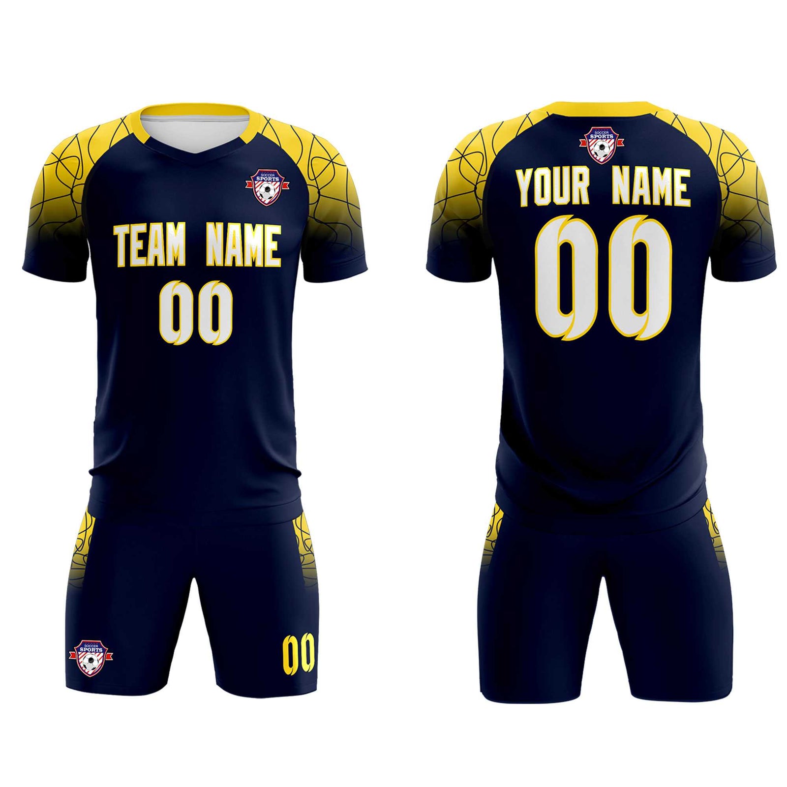 Custom Navy Classic Soccer Training Sets Jersey For Adults/Kids