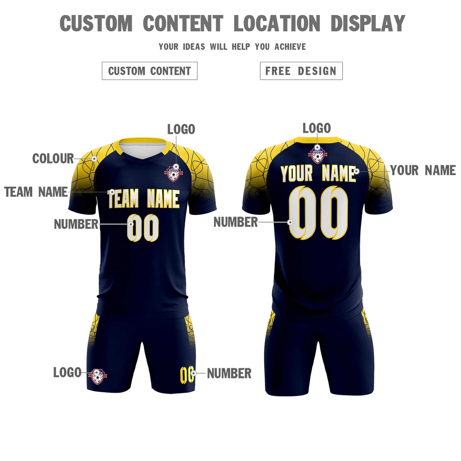 Custom Navy Classic Soccer Training Sets Jersey For Adults/Kids