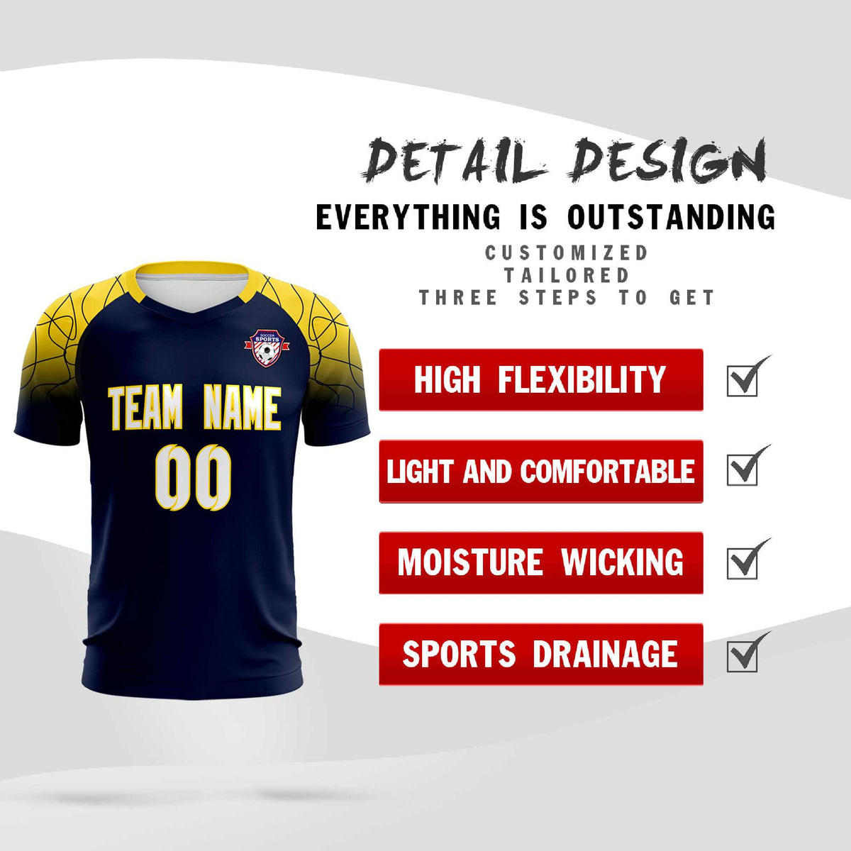 Custom Navy Classic Soccer Training Sets Jersey For Adults/Kids