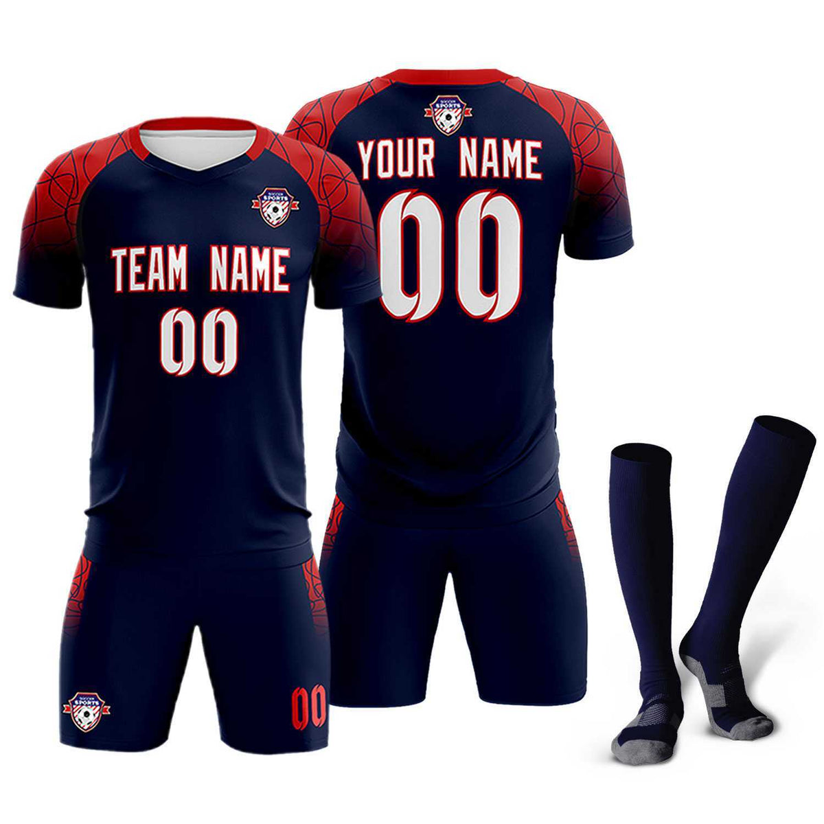 Custom Navy Classic Soccer Training Sets Jersey For Adults/Kids