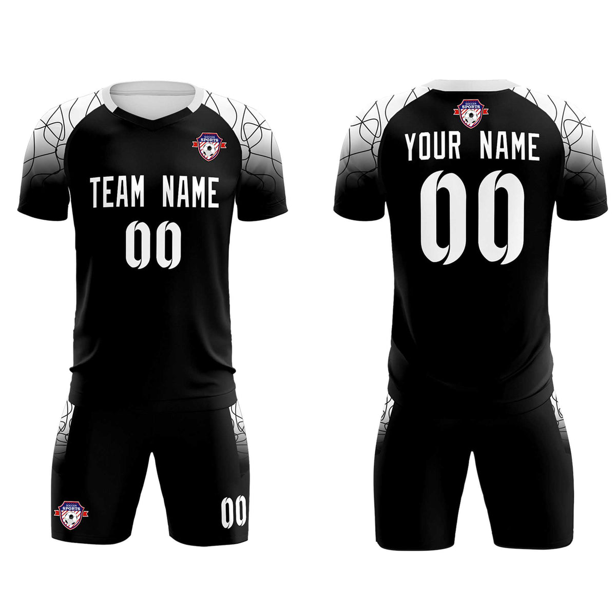 Custom Black Classic Soccer Training Sets Jersey For Adults/Kids
