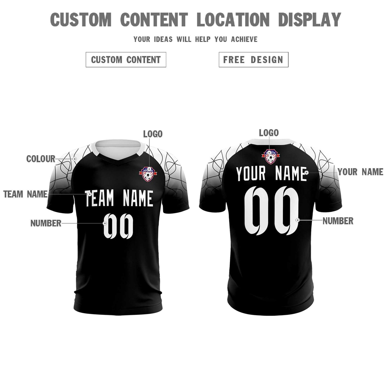 Custom Black Classic Soccer Training Sets Jersey For Adults/Kids
