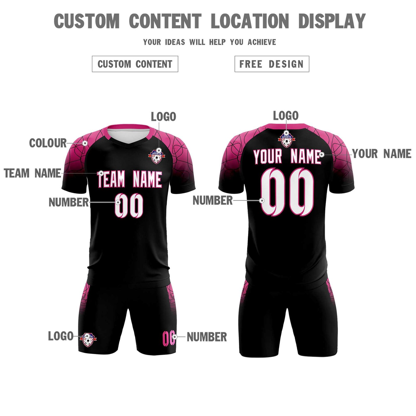 Custom Black Classic Soccer Training Sets Jersey For Adults/Kids