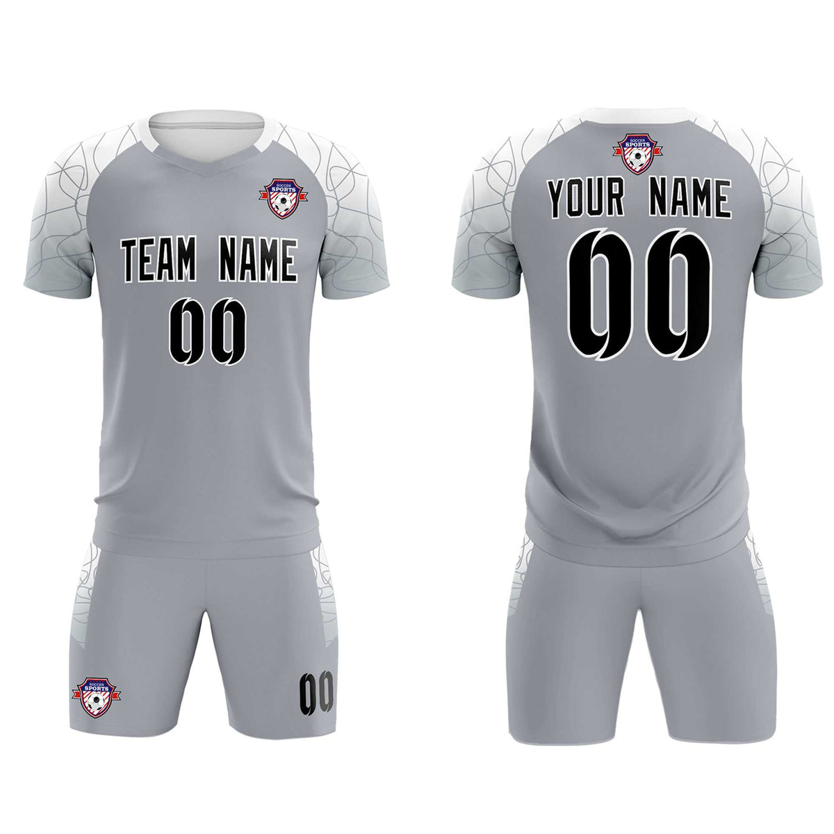 Custom Silver Classic Soccer Training Sets Jersey For Adults/Kids