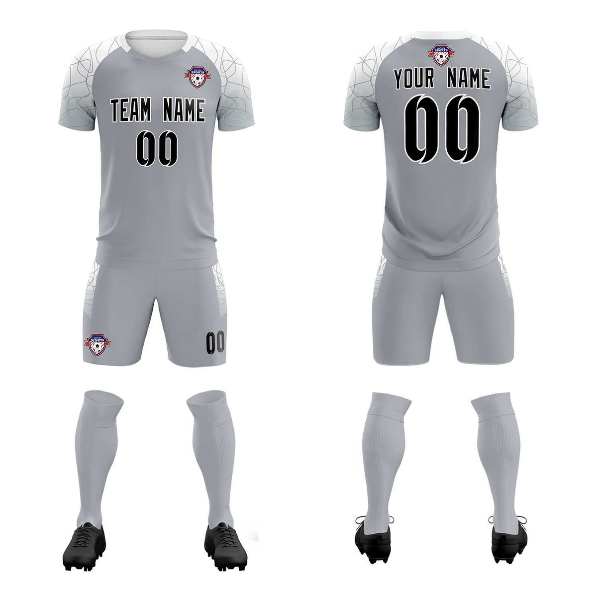 Custom Silver Classic Soccer Training Sets Jersey For Adults/Kids