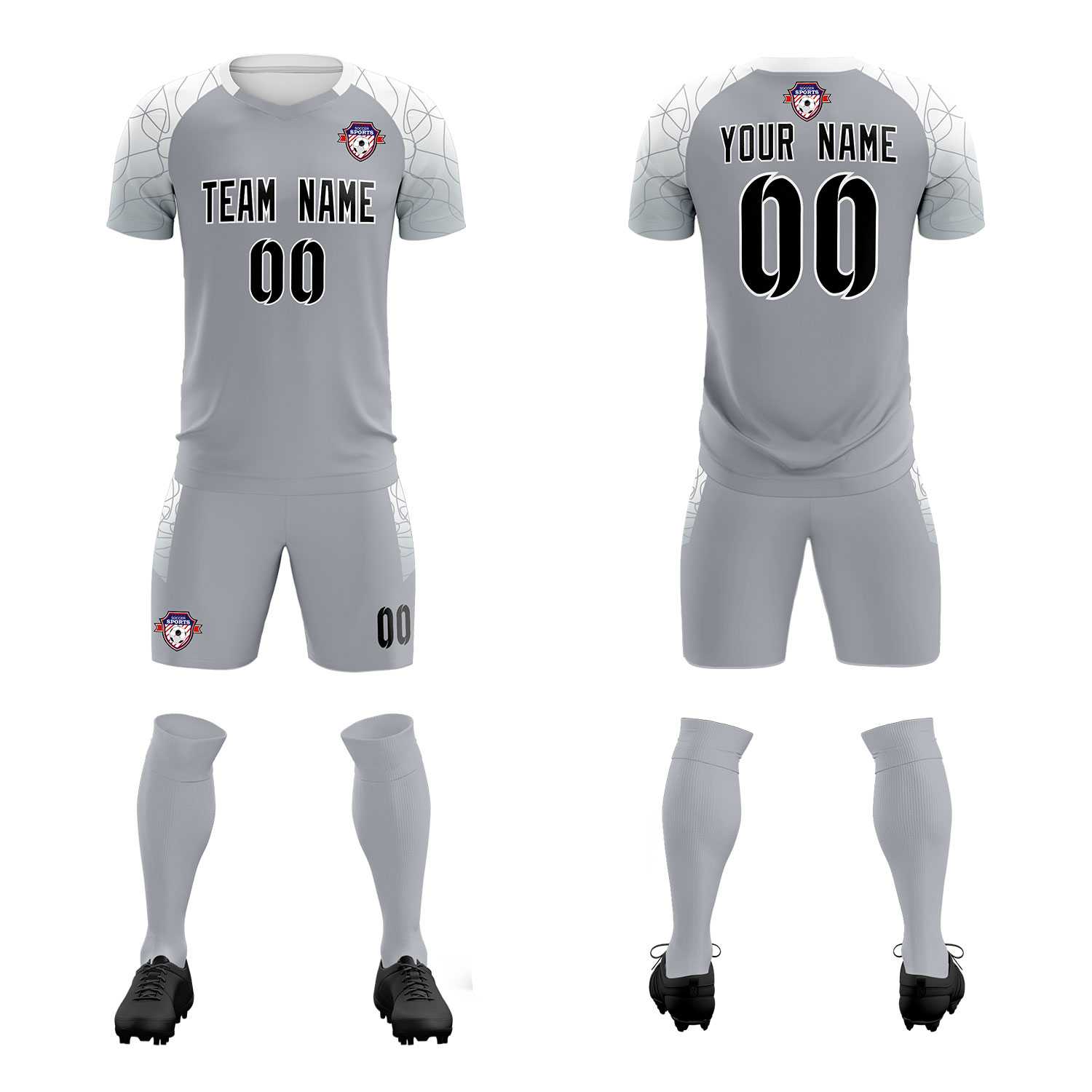 Custom Silver Classic Soccer Training Sets Jersey For Adults/Kids