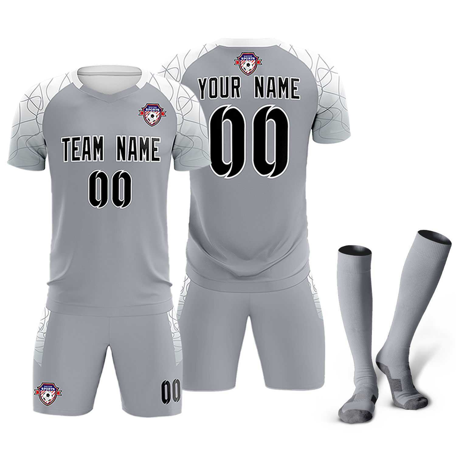 Custom Silver Classic Soccer Training Sets Jersey For Adults/Kids