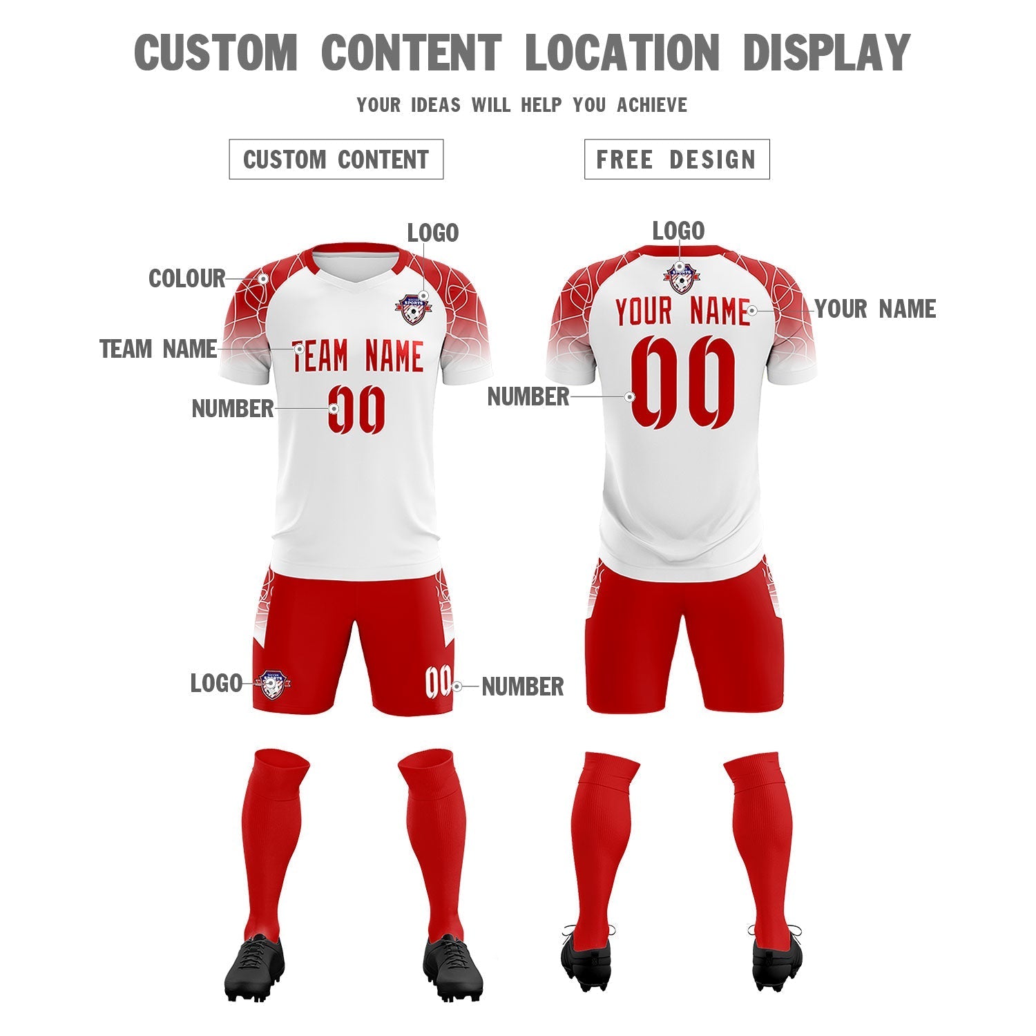 Custom White Classic Soccer Training Sets Jersey For Adults/Kids