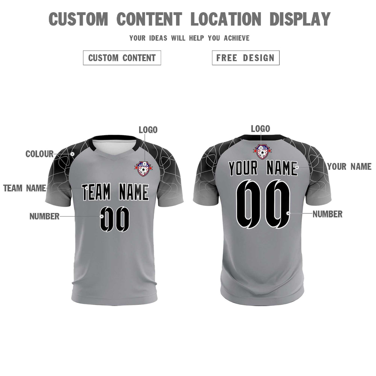 Custom Silver Classic Soccer Training Sets Jersey For Adults/Kids