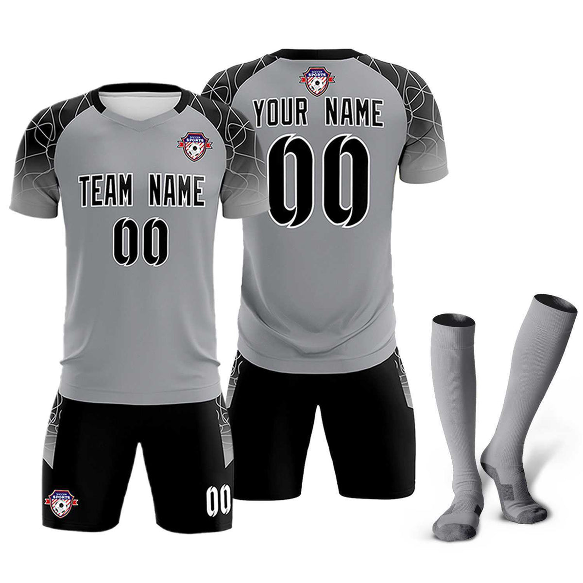 Custom Silver Classic Soccer Training Sets Jersey For Adults/Kids