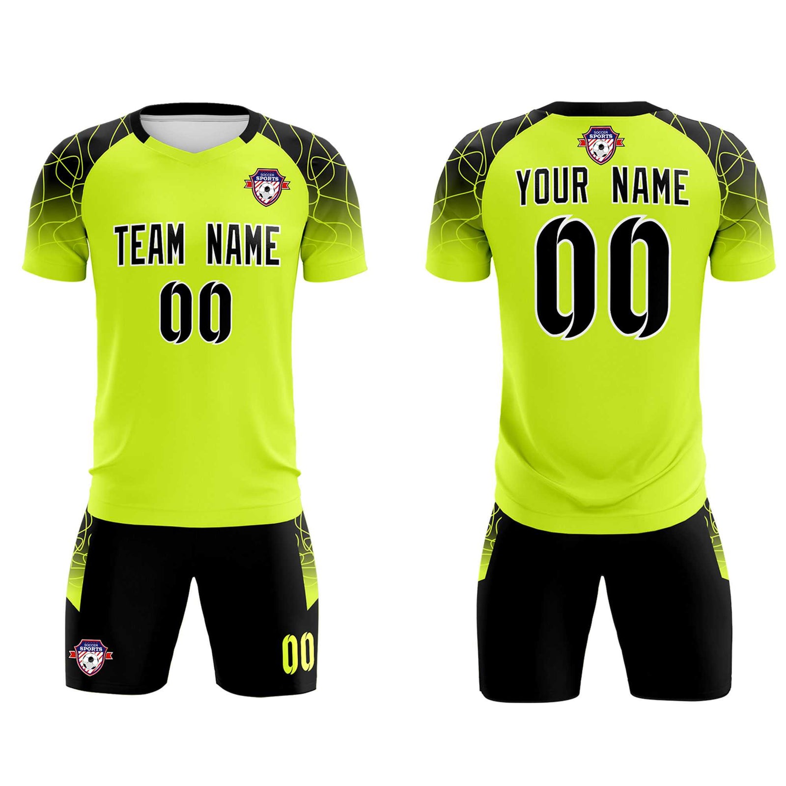 Custom Neon Green Classic Soccer Training Sets Jersey For Adults/Kids