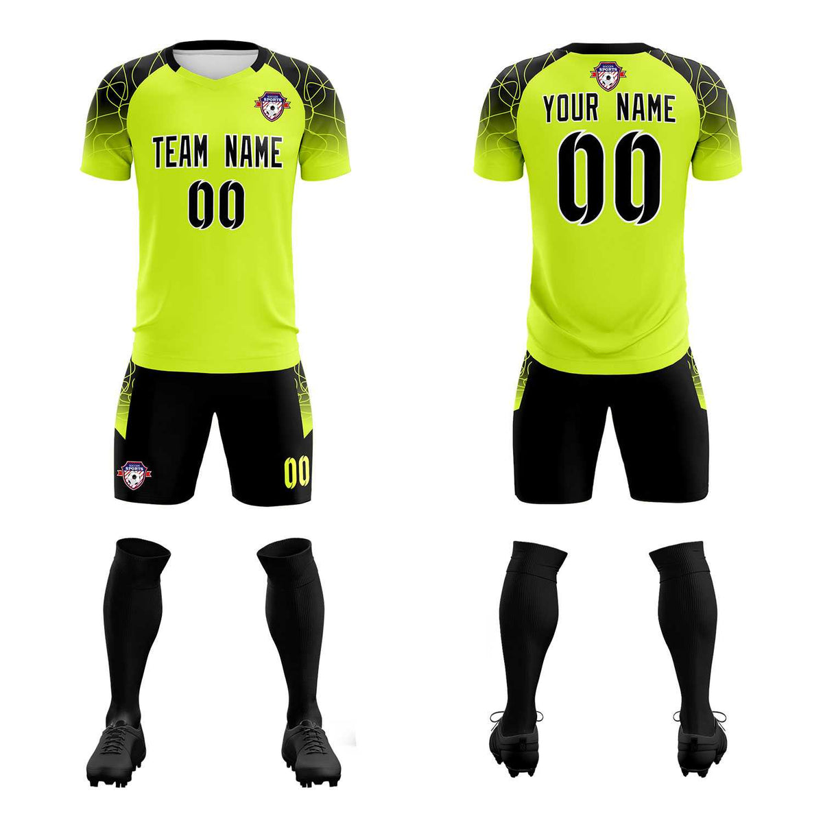 Custom Neon Green Classic Soccer Training Sets Jersey For Adults/Kids