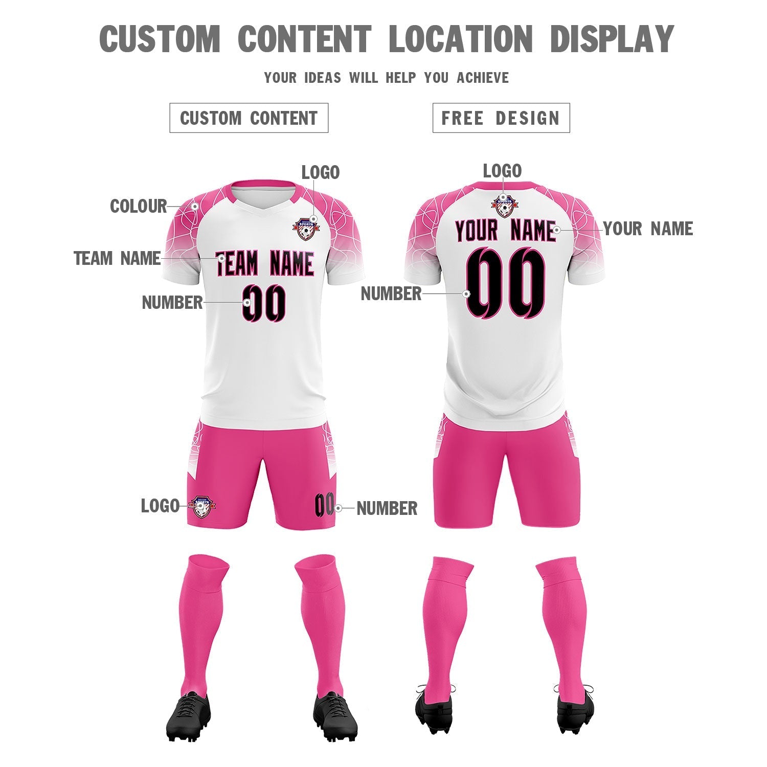 Custom White Classic Soccer Training Sets Jersey For Adults/Kids