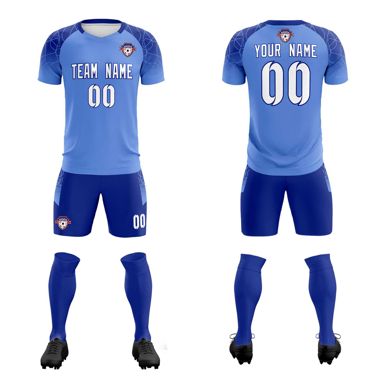 Custom Light Blue Classic Soccer Training Sets Jersey For Adults/Kids