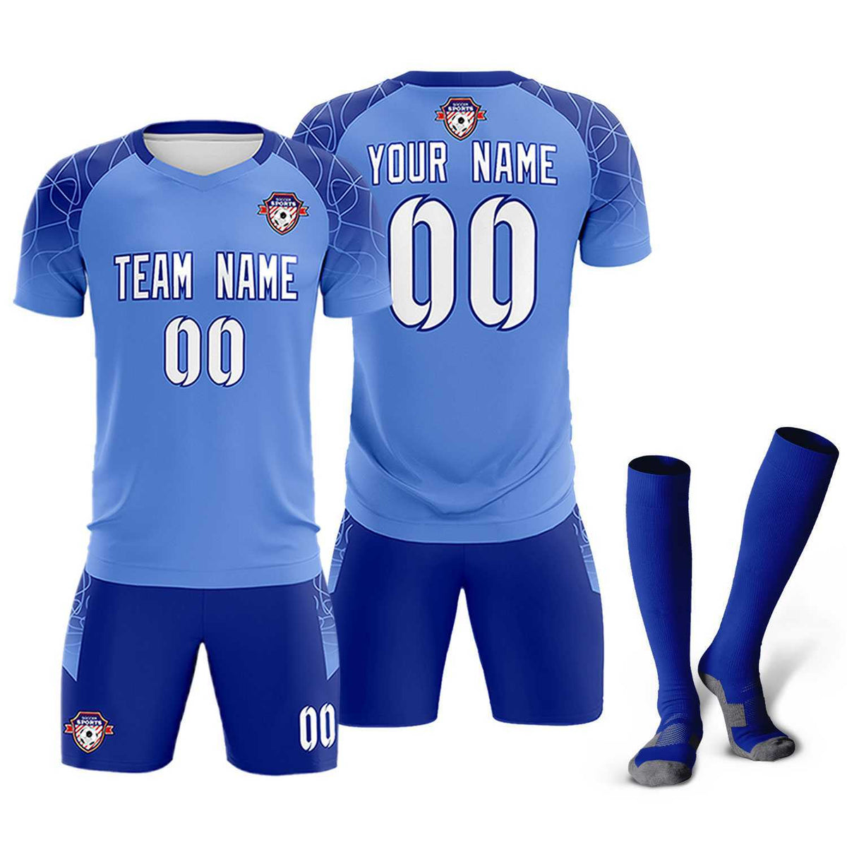 Custom Light Blue Classic Soccer Training Sets Jersey For Adults/Kids