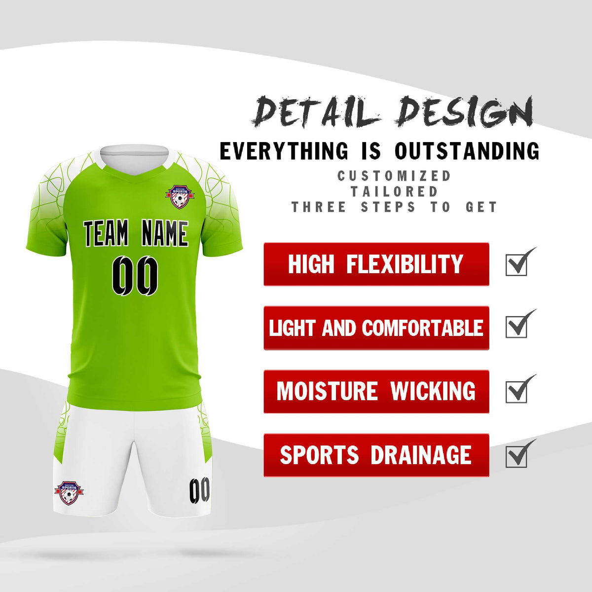 Custom Green Classic Soccer Training Sets Jersey For Adults/Kids