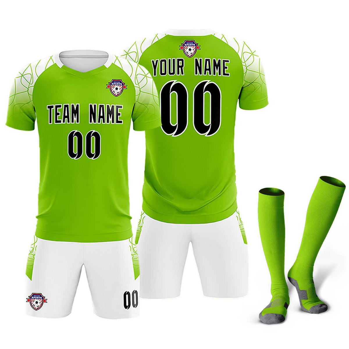 Custom Green Classic Soccer Training Sets Jersey For Adults/Kids