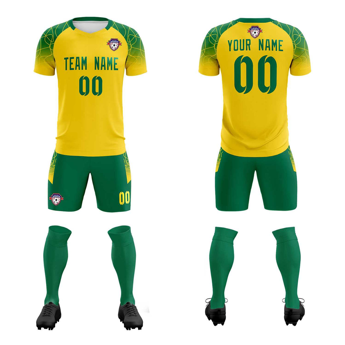 Custom Gold Classic Soccer Training Sets Jersey For Adults/Kids