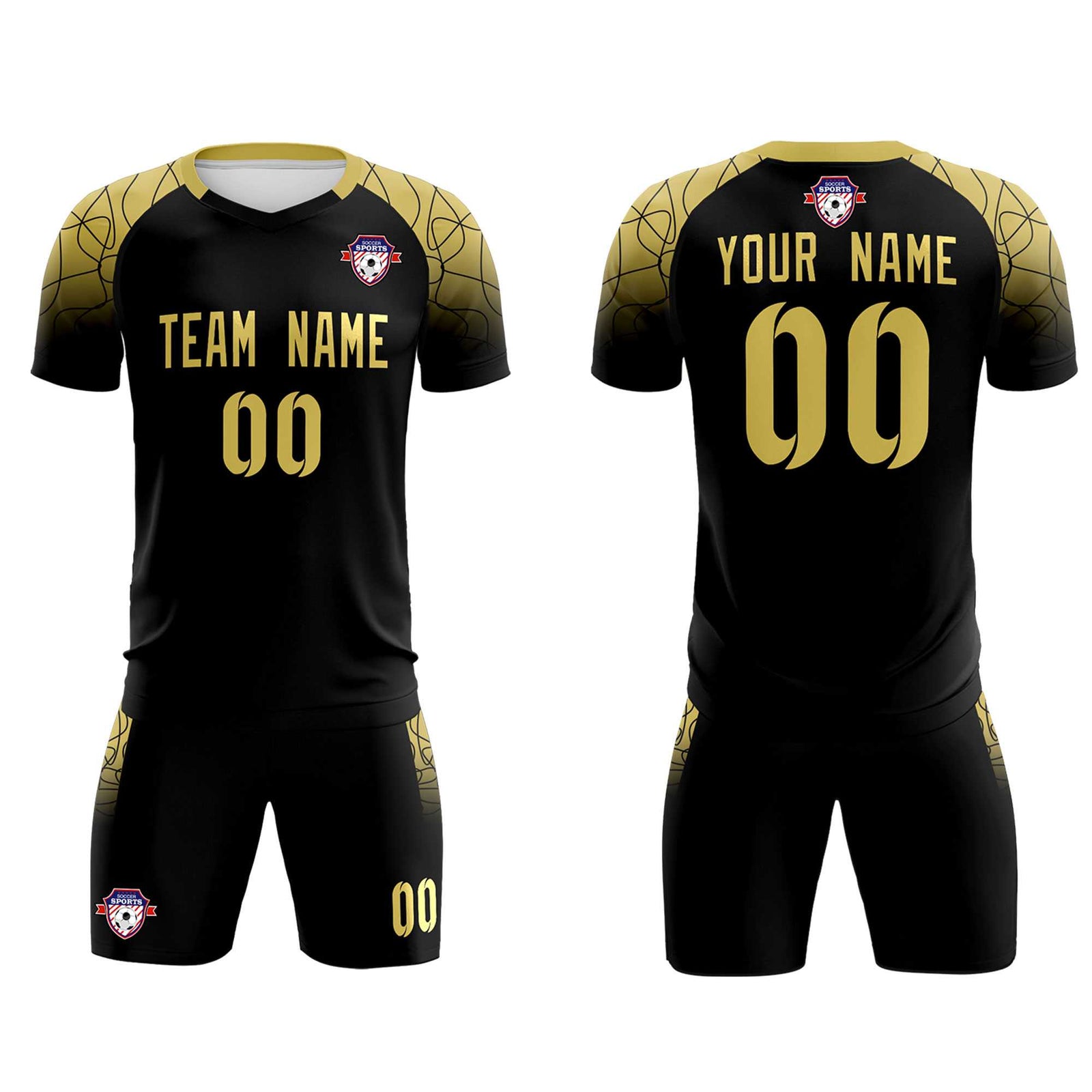 Custom Black Classic Soccer Training Sets Jersey For Adults/Kids