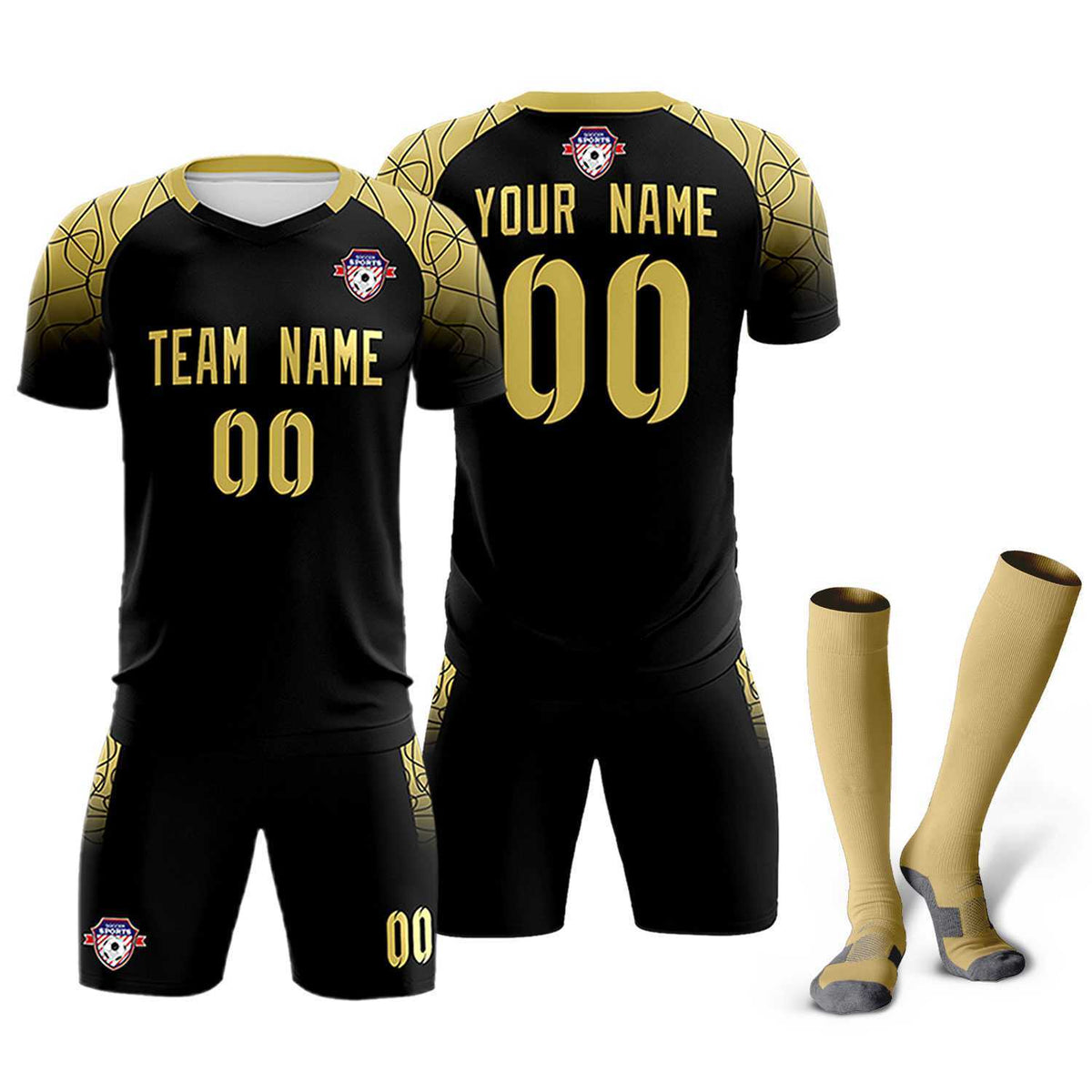 Custom Black Classic Soccer Training Sets Jersey For Adults/Kids
