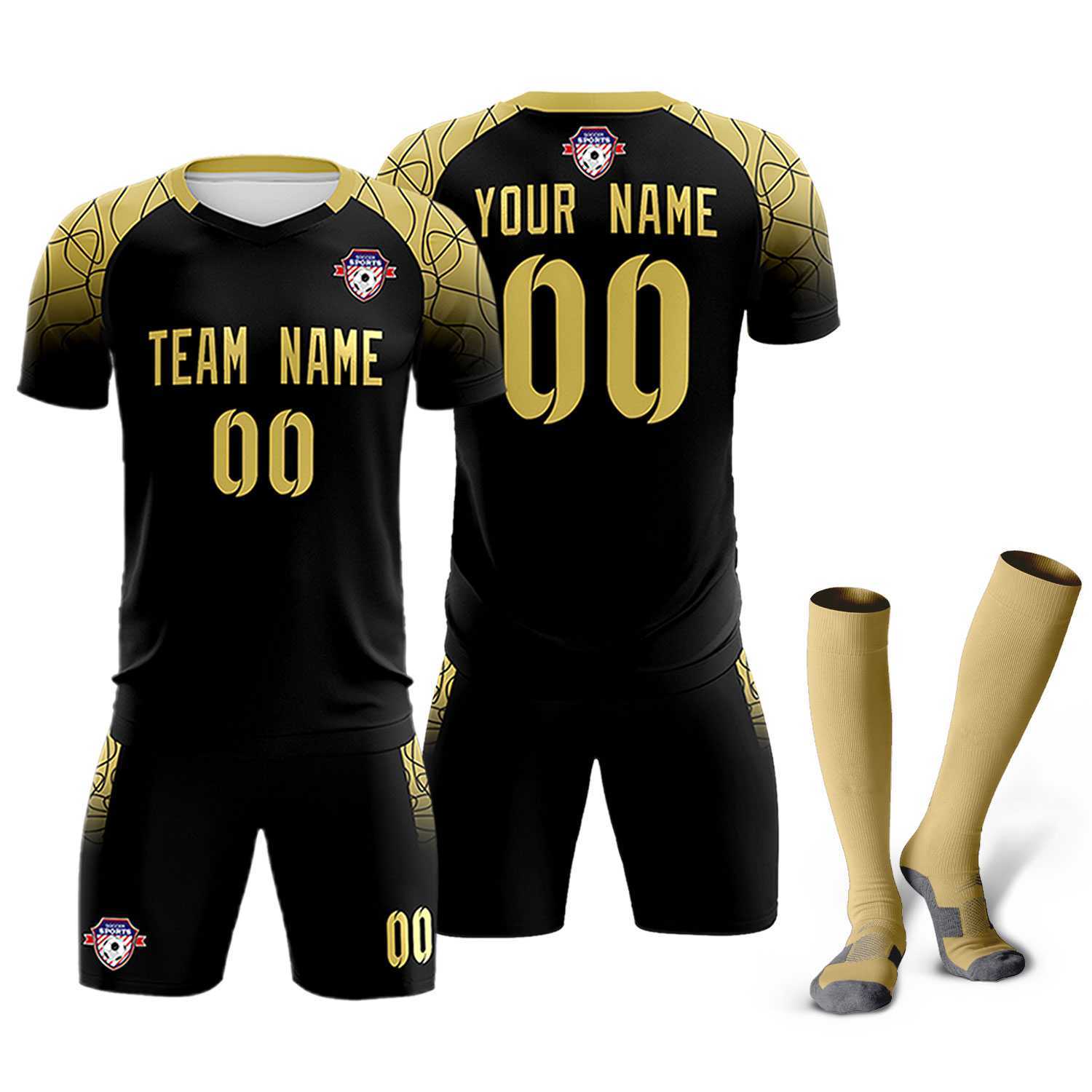 Custom Black Classic Soccer Training Sets Jersey For Adults/Kids