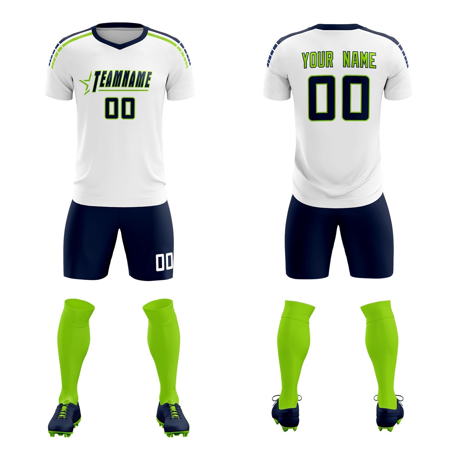 Custom White Raglan Shoulder Striped Soccer Tops/Sets Jersey