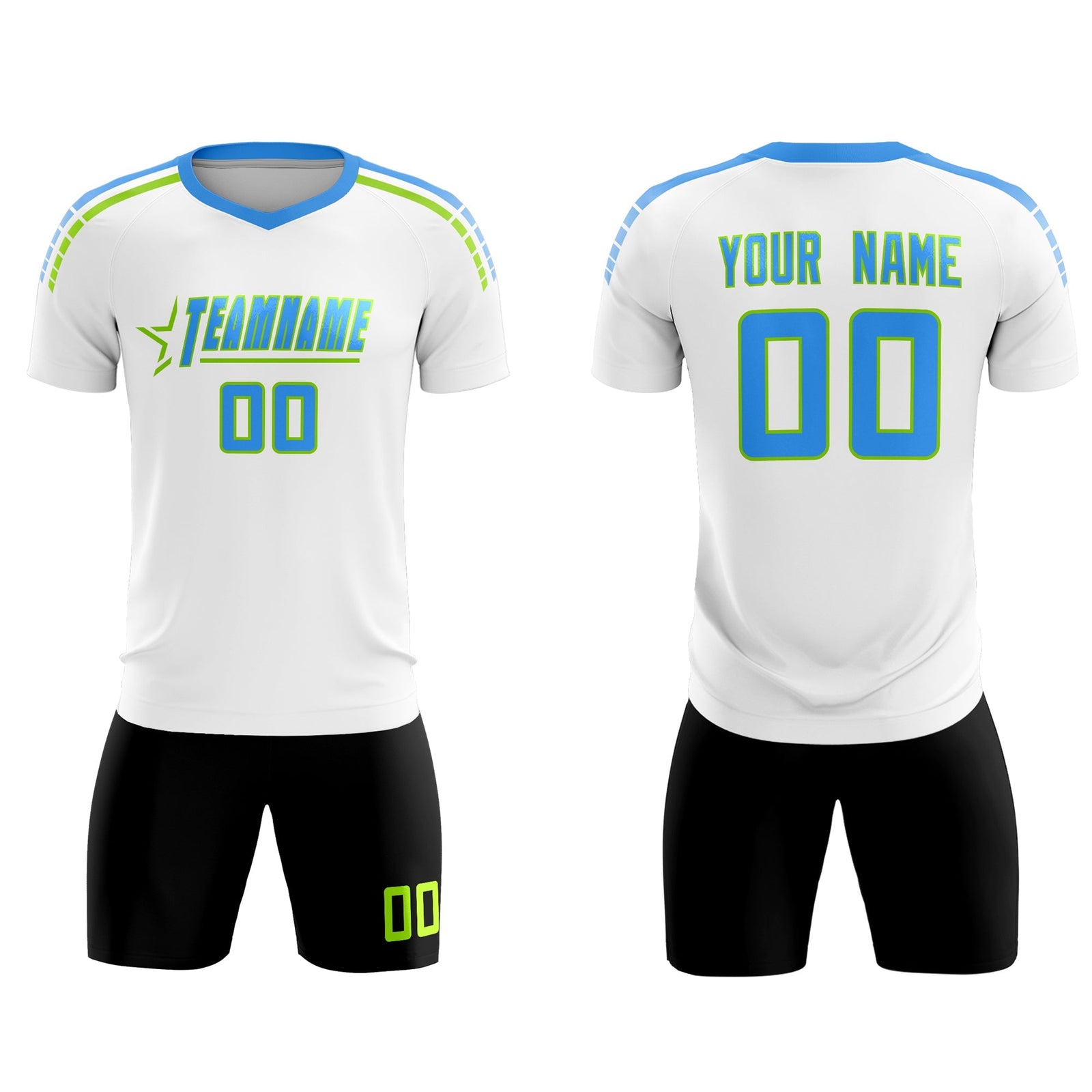 Custom White Raglan Shoulder Striped Soccer Tops/Sets Jersey