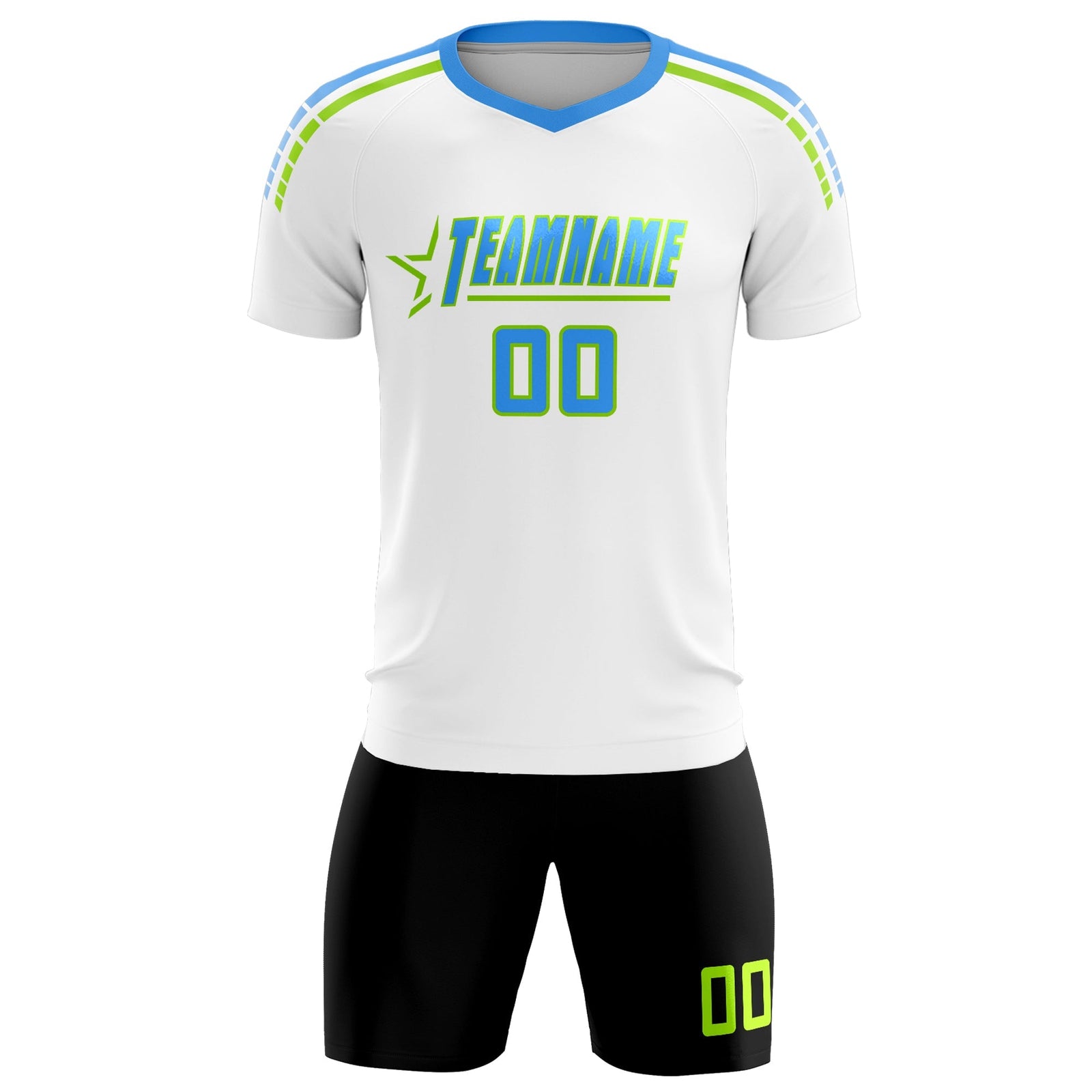 Custom White Raglan Shoulder Striped Soccer Tops/Sets Jersey