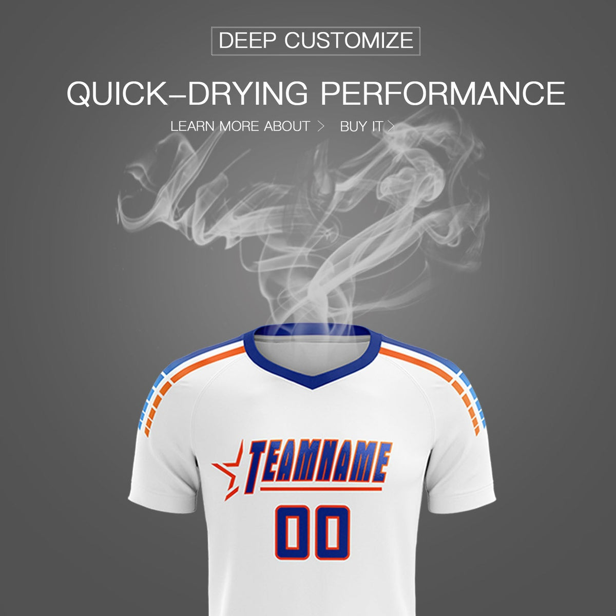 Custom White Raglan Shoulder Striped Soccer Tops/Sets Jersey