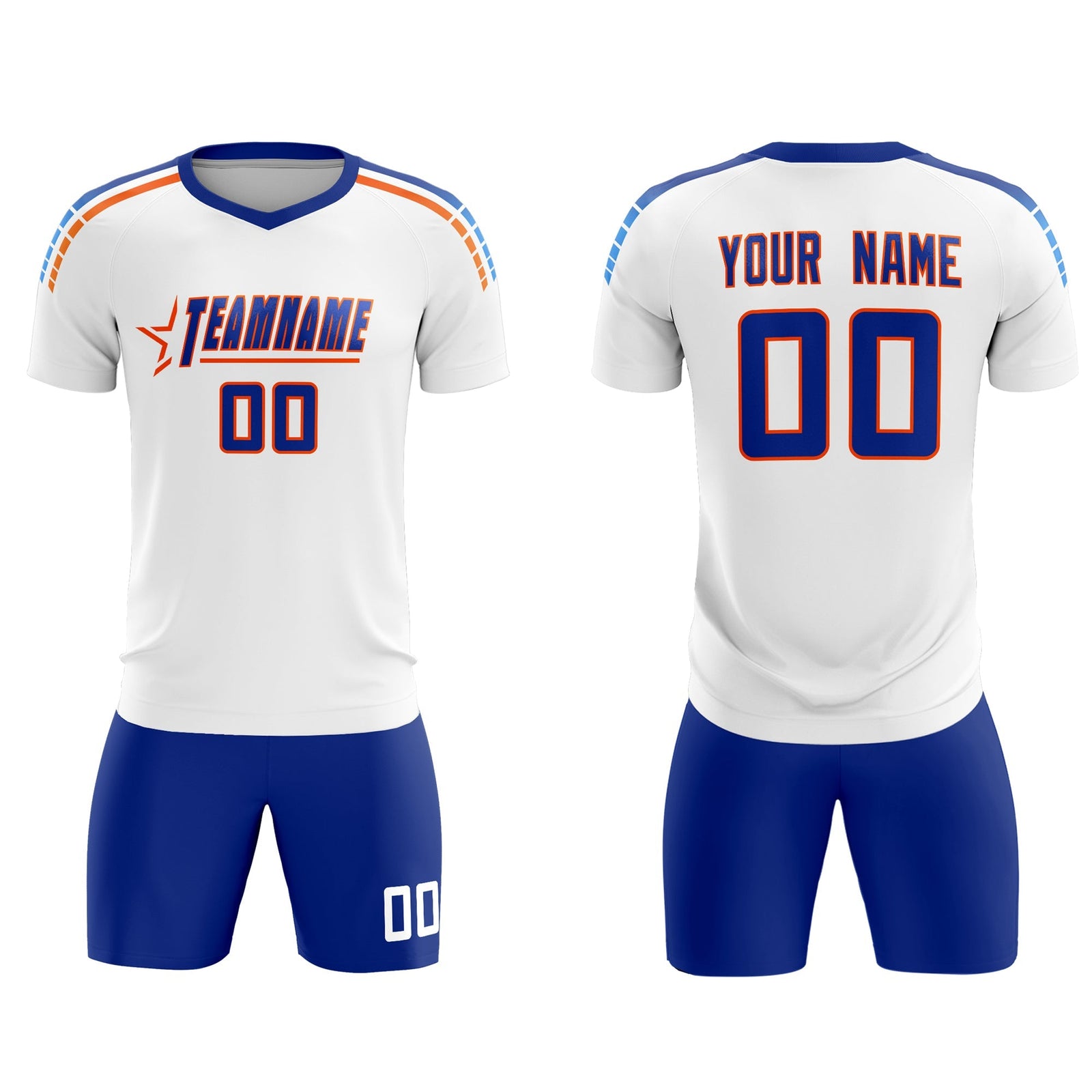 Custom White Raglan Shoulder Striped Soccer Tops/Sets Jersey