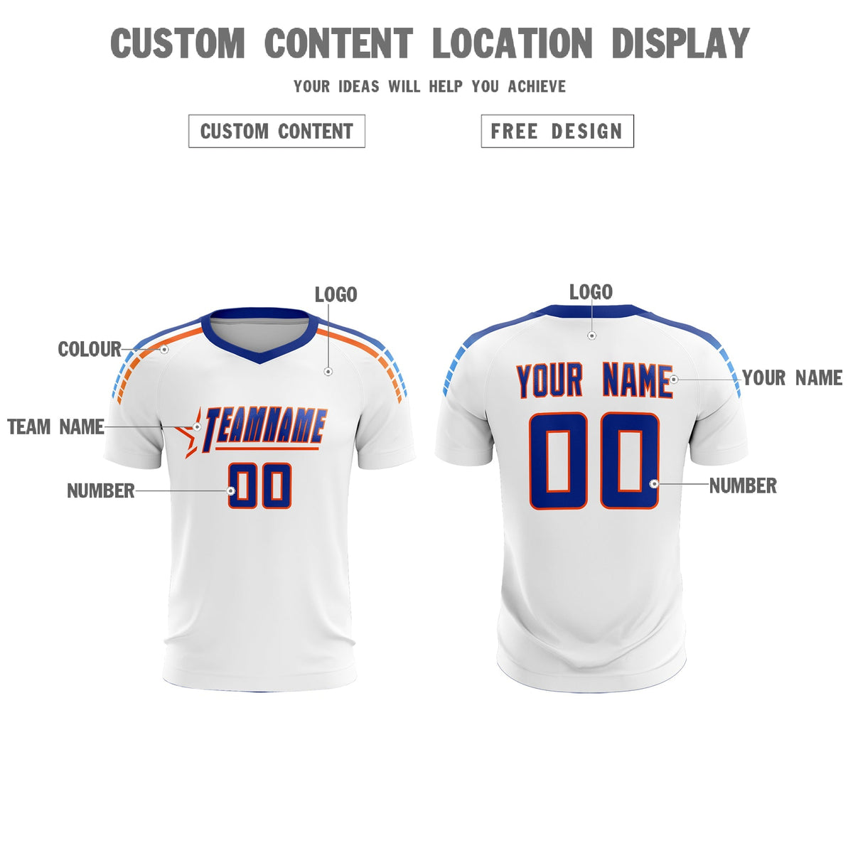 Custom White Raglan Shoulder Striped Soccer Tops/Sets Jersey