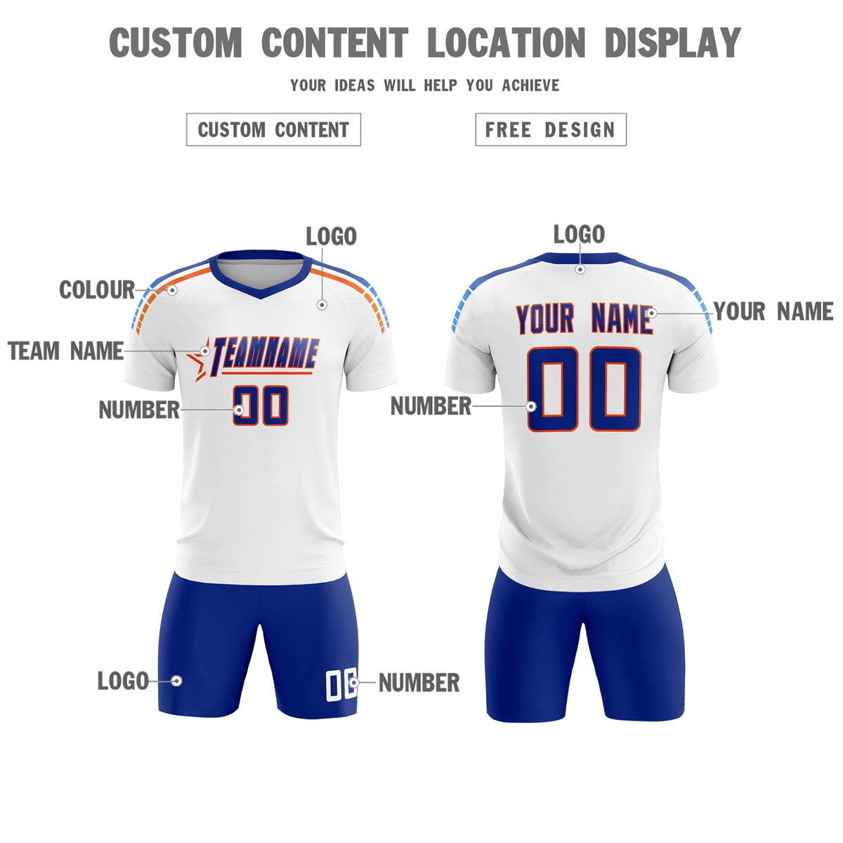 Custom White Raglan Shoulder Striped Soccer Tops/Sets Jersey